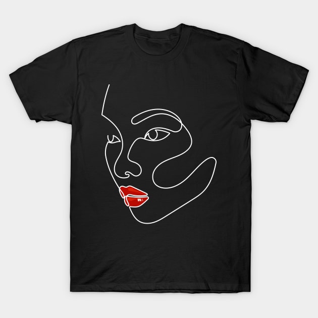 Red | One Line Drawing | One Line Art | Minimal | Minimalist T-Shirt by One Line Artist